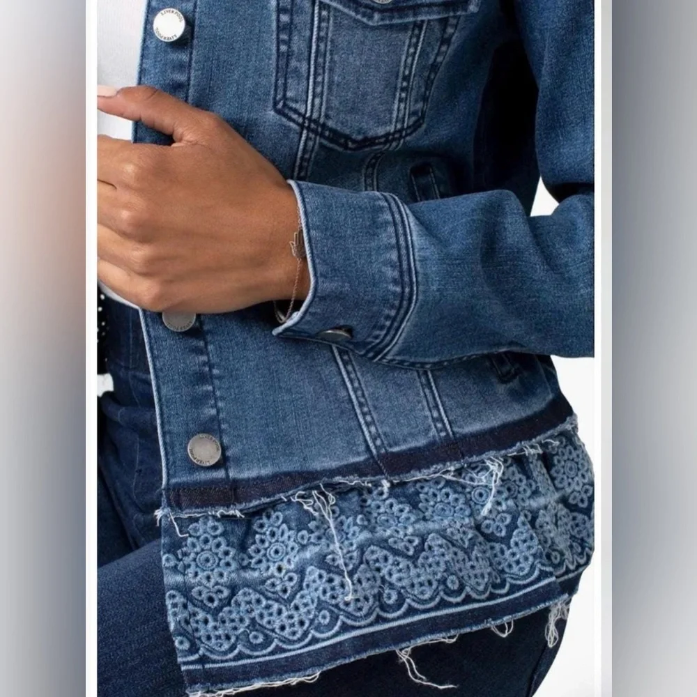 Liverpool Blue Denim Jacket with Lace Trim - Picture 3 of 12